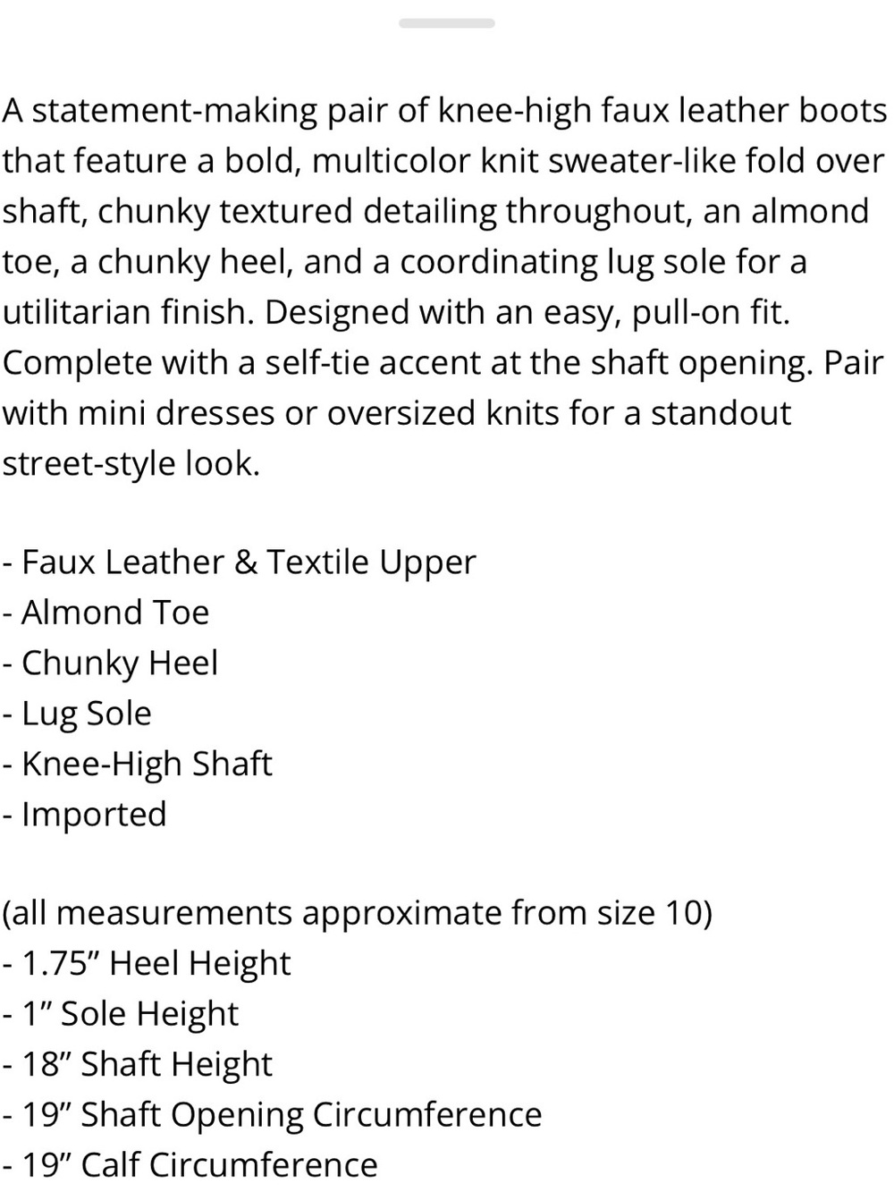 AKIRA Size 10 Multicolor Patterned Knit Boots with Drawstring at the Top - Picture 8 of 8